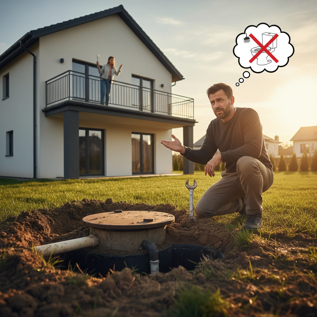 Что делать, если септик установлен, но в доме пропал смыв в унитазе на первом этаже | статья от Септик Про